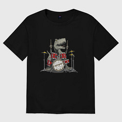 Футболка оверсайз женская Ревущие динозавры, цвет: черный