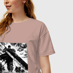 Футболка оверсайз женская Чёрный мечник Гатс, цвет: пыльно-розовый — фото 2