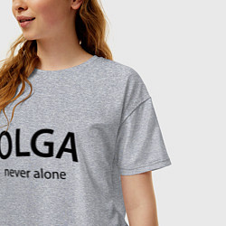 Футболка оверсайз женская Olga never alone - motto, цвет: меланж — фото 2