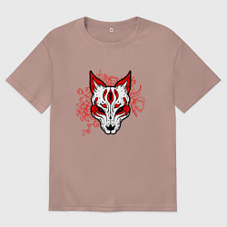 Футболка оверсайз женская Злая кицунэ, цвет: пыльно-розовый