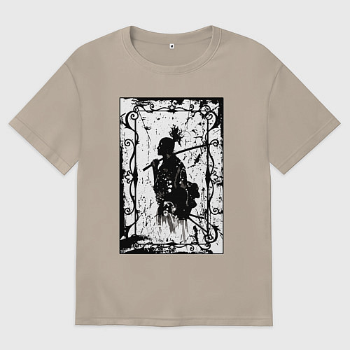 Женская футболка оверсайз Воин с катаной / Миндальный – фото 1