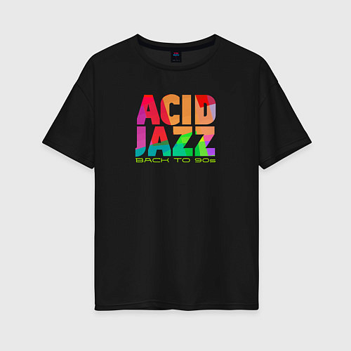 Женская футболка оверсайз Acid jazz colorful / Черный – фото 1