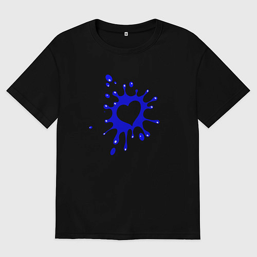 Женская футболка оверсайз Сердце из кляксы / Черный – фото 1