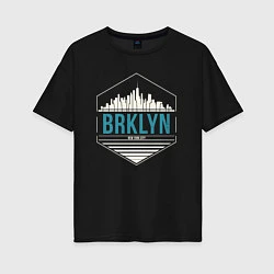 Футболка оверсайз женская Brooklyn city, цвет: черный