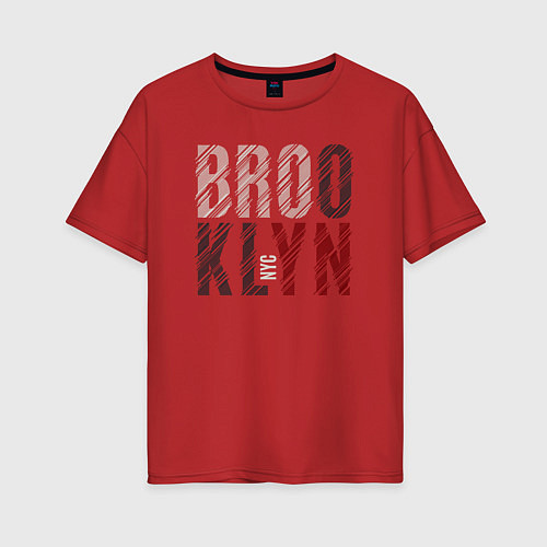 Женская футболка оверсайз NYC Brooklyn / Красный – фото 1