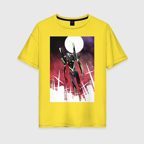 Женская футболка оверсайз Евангелион нового поколения робот / Желтый – фото 1