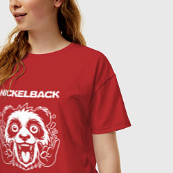 Футболка оверсайз женская Nickelback rock panda, цвет: красный — фото 2