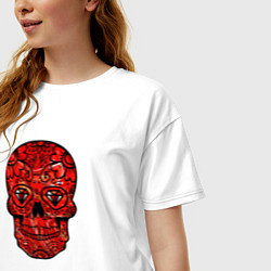 Футболка оверсайз женская Red decorative skull, цвет: белый — фото 2