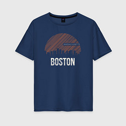 Футболка оверсайз женская Boston Massachusetts, цвет: тёмно-синий