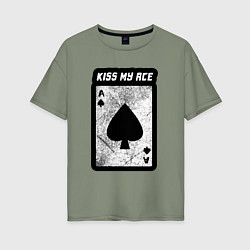 Футболка оверсайз женская Поцелуй мой туз, цвет: авокадо