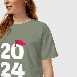 Футболка оверсайз женская Выпуск 2024 - окончание школы -ВУЗа, цвет: авокадо — фото 2