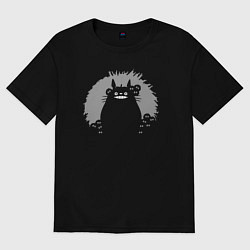 Футболка оверсайз женская Smiling Totoro, цвет: черный