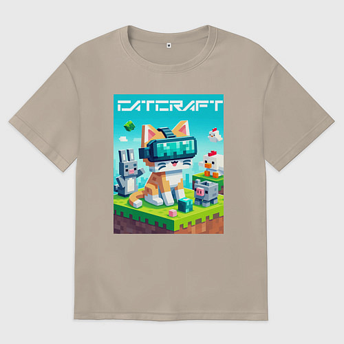 Женская футболка оверсайз Catcraft - collaboration ai art / Миндальный – фото 1