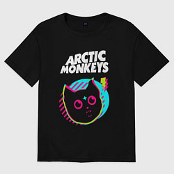 Футболка оверсайз женская Arctic Monkeys rock star cat, цвет: черный