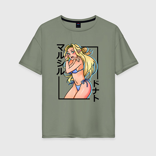 Женская футболка оверсайз Марсиль в бикини - Подземелье вкусностей / Авокадо – фото 1