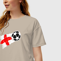 Футболка оверсайз женская Футбол Англии, цвет: миндальный — фото 2