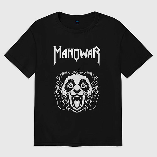 Женская футболка оверсайз Manowar rock panda / Черный – фото 1