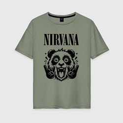 Футболка оверсайз женская Nirvana - rock panda, цвет: авокадо