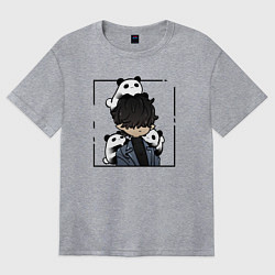 Футболка оверсайз женская Панды и господин злодей - Выходной господина злоде, цвет: меланж
