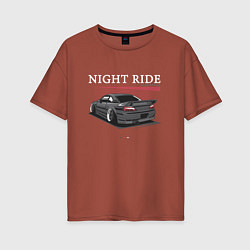 Футболка оверсайз женская Nissan skyline night ride, цвет: кирпичный