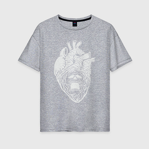 Женская футболка оверсайз Dead heart / Меланж – фото 1