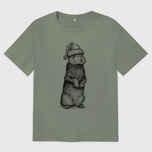 Женская футболка оверсайз Заяц Новый год / Авокадо – фото 1