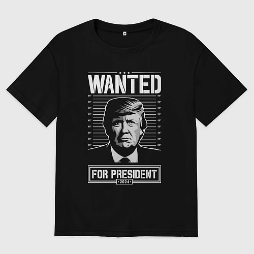 Женская футболка оверсайз Разыскивается Трамп / Черный – фото 1