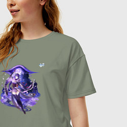 Футболка оверсайз женская Сёгун Райдэн из Геншин Импакт, цвет: авокадо — фото 2