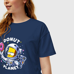 Футболка оверсайз женская Bart Simpson - donat planet ai art, цвет: тёмно-синий — фото 2