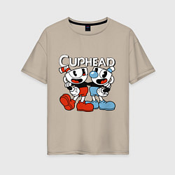 Женская футболка оверсайз Cuphead and Mugman