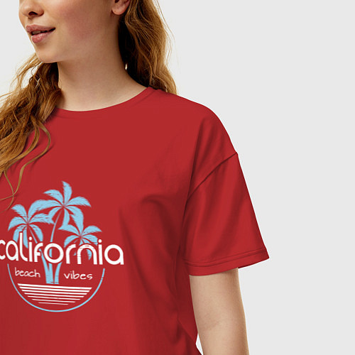 Женская футболка оверсайз California beach / Красный – фото 3