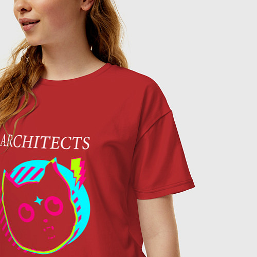 Женская футболка оверсайз Architects rock star cat / Красный – фото 3