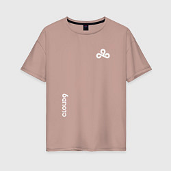 Футболка оверсайз женская Cloud9 - white logo, цвет: пыльно-розовый