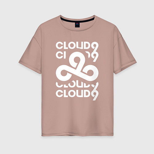 Женская футболка оверсайз Cloud9 - in logo / Пыльно-розовый – фото 1