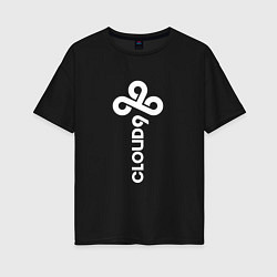 Футболка оверсайз женская Cloud9 - vertical logo, цвет: черный