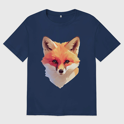 Женская футболка оверсайз Foxs head / Тёмно-синий – фото 1