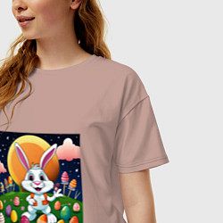 Футболка оверсайз женская Кролик пришелец, цвет: пыльно-розовый — фото 2