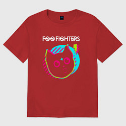 Футболка оверсайз женская Foo Fighters rock star cat, цвет: красный