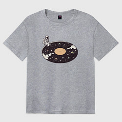 Женская футболка оверсайз Космонавт музыкальная пластинка