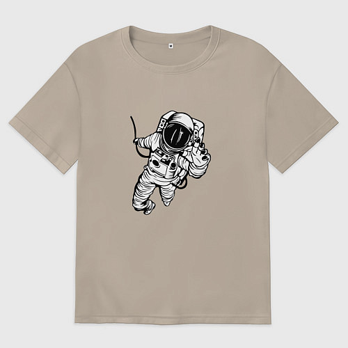 Женская футболка оверсайз Alone astronaut / Миндальный – фото 1