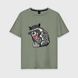 Футболка оверсайз женская Raccoon, цвет: авокадо