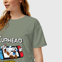 Футболка оверсайз женская Switch cuphead, цвет: авокадо — фото 2