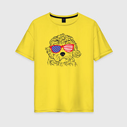 Футболка оверсайз женская USA dog, цвет: желтый
