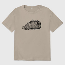 Футболка оверсайз женская Кролик в шапке отдыхает, цвет: миндальный