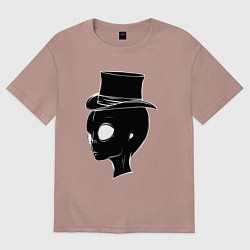 Футболка оверсайз женская Пришелец в цилиндре, цвет: пыльно-розовый