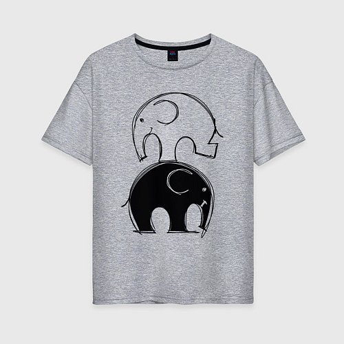 Женская футболка оверсайз Cute elephants / Меланж – фото 1