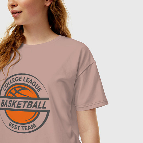 Женская футболка оверсайз Basketball best team / Пыльно-розовый – фото 3