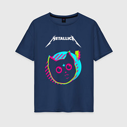 Футболка оверсайз женская Metallica rock star cat, цвет: тёмно-синий