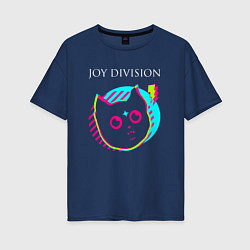 Футболка оверсайз женская Joy Division rock star cat, цвет: тёмно-синий