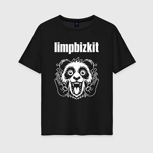 Женская футболка оверсайз Limp Bizkit rock panda / Черный – фото 1